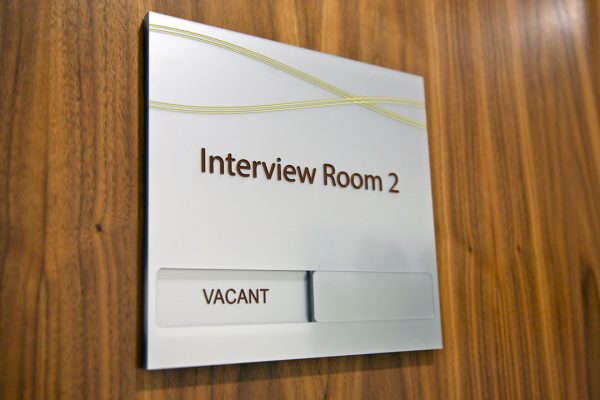 engraved interview door sign